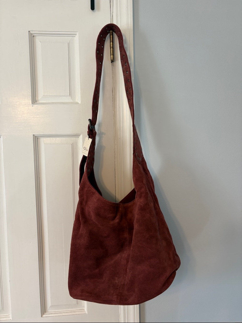 Free People Suede Hobo Bag - Wine Red